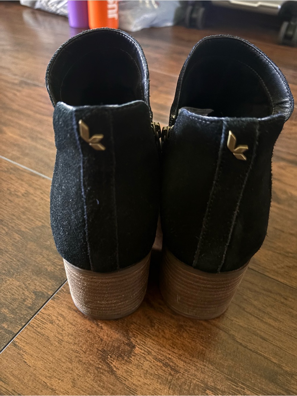 Koolaburra Black Suede Ankle Booties with Stud Accents - Picture 3 of 6
